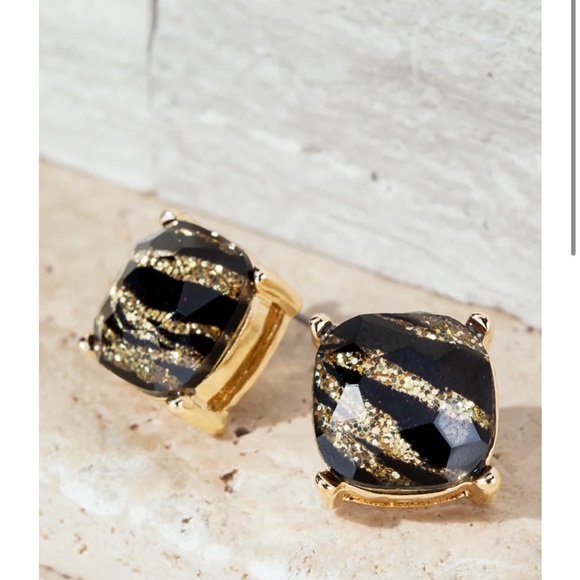 NWT! Glass Faucet Gold Zebra Sparkle Bling Sensitive Earrings - Picture 2 of 4